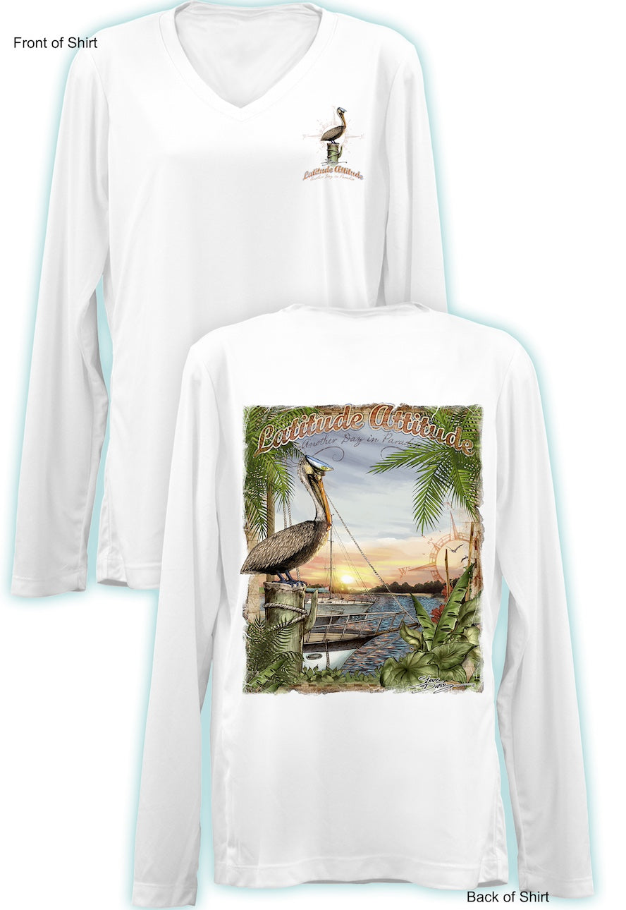 Latitude Attitude- Ladies Long Sleeve V-Neck-100% Polyester